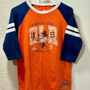 NWT Disney Orange and Blue Mickey Mouse 3/4 Sleeve Tee